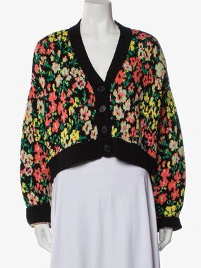 Philosophy Di Lorenzo Serafini Womens Cropped Black Floral Sweater Size XS
